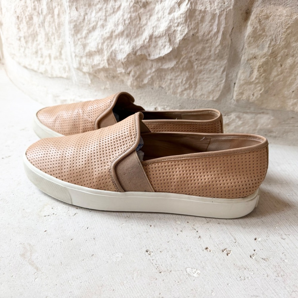 Vince Blair Nude Perforated Leather Slip On Sneakers Womens Beige Platform8